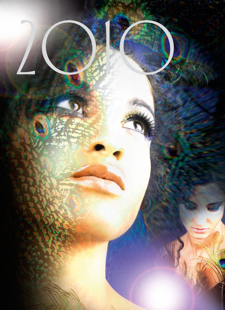 Collage mit Pfauenfeder, 2010